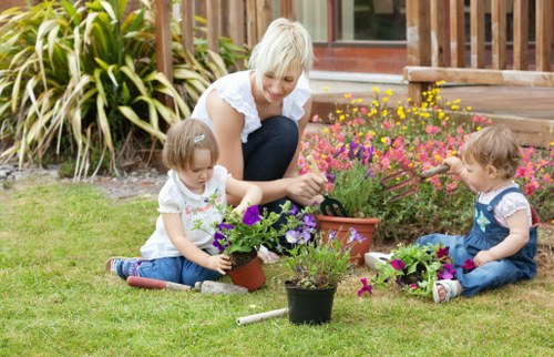 Sevenkings outdoor renovation showing hard landscaping and a practical garden layout for a family home